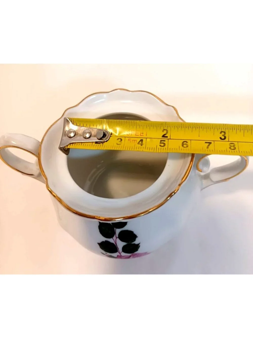 Vtg Winterling Bavaria Germany Porcelain Sugar Bowl w Lid Pink Roses & Gold Trim